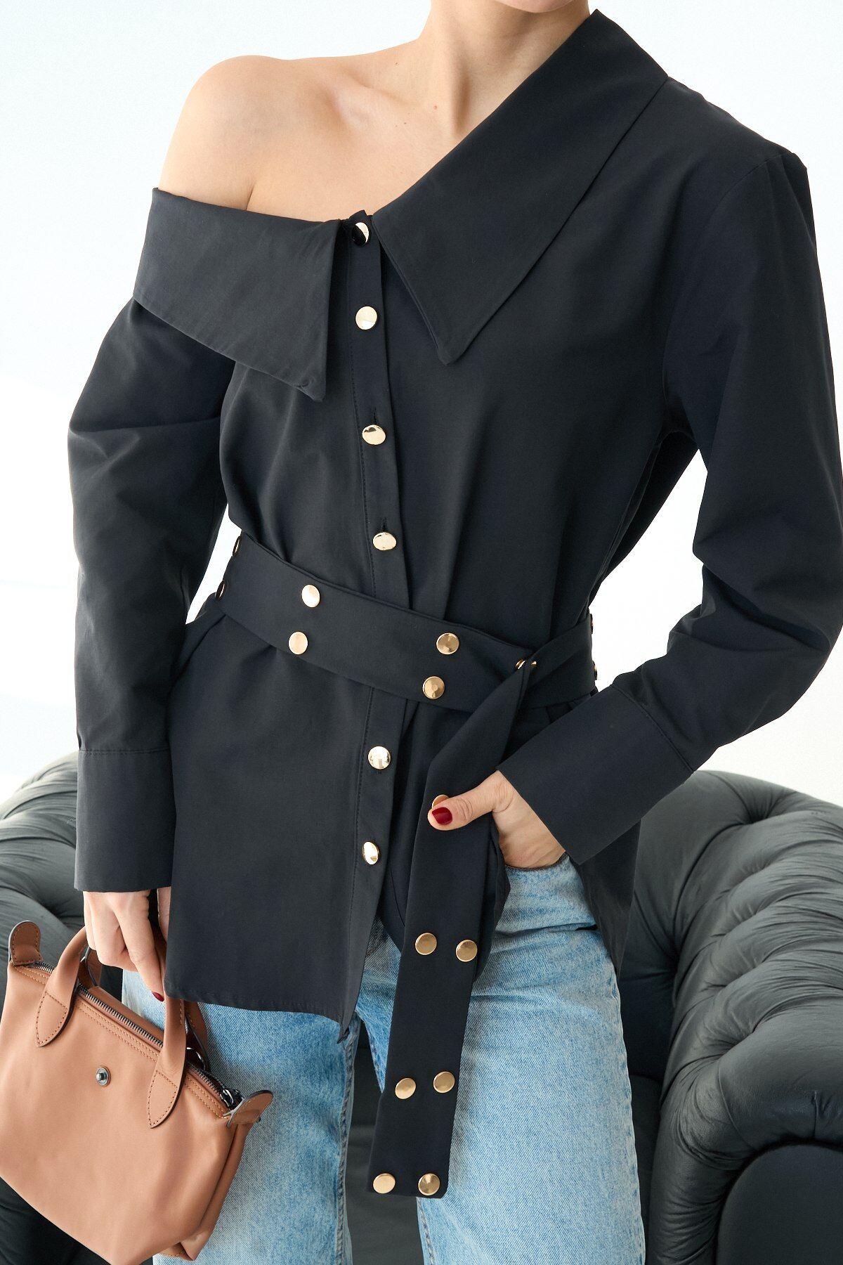 BEBE YAKA KEMERLİ GÖMLEK